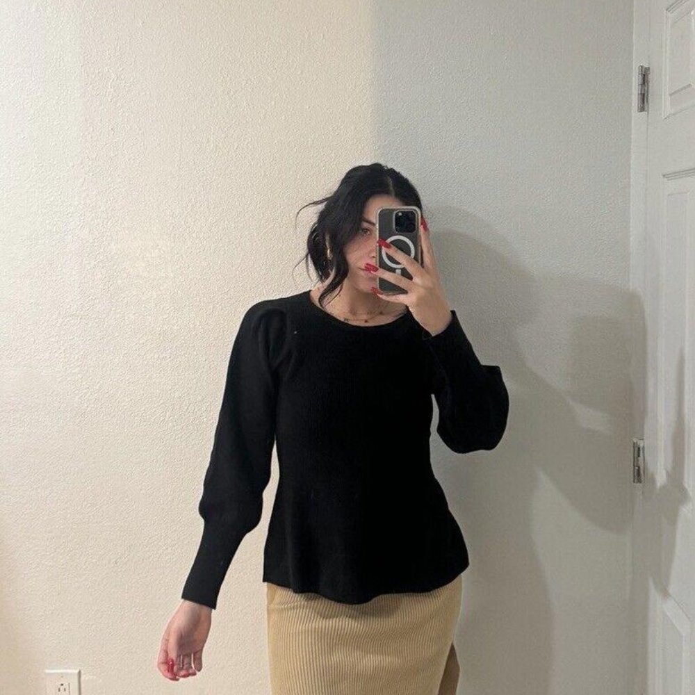 Women’s Free Assembly‎ Top Shirt Black Small S NWT peplum Long Sleeve